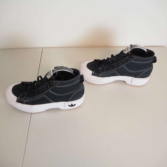Adidas Nizza Trex Black and White Platform High Top Canvas Sneakers Women's 8.5 - Picture 5 of 11